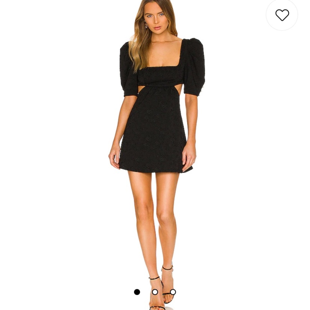 MAJORELLE black cutout puffy sleeve dress